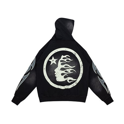 Hellstar Arrow‑Logo Circle Face Black Hoodie