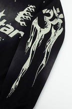 Hellstar Star‑Flame Starry Print Black Hoodie