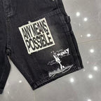 MIXED EMOTION Patchwork Distressed Denim Shorts