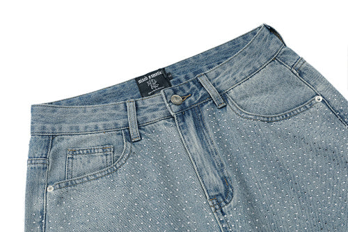 MIXED EMOTION Ripped‑Knee Vintage Light‑Wash Straight‑Leg Jeans