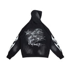 Hellstar Spider‑Web Star Graphic Black Hoodie