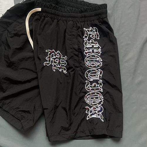 MIXED EMOTION Side‑Striped Rhinestone Logo Nylon Shorts