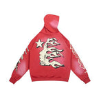 Hellstar Gothic Flame‑Face Red Hoodie
