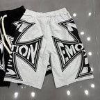 MIXED EMOTION Big Graphic Print Casual Sweat Shorts