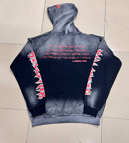 Hellstar Lamb Graphic Black‑Faded Hoodie