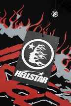 Hellstar Red Flame Circle Logo Black Hoodie