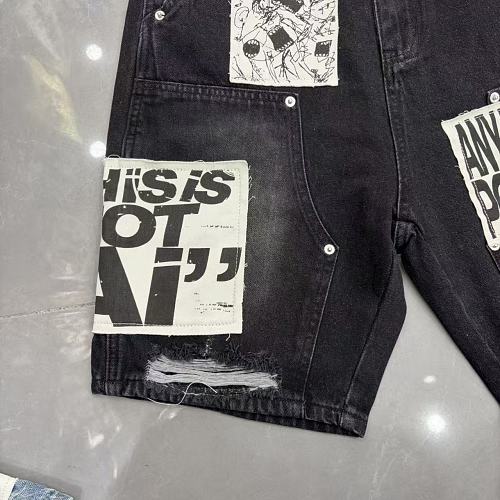 MIXED EMOTION Patchwork Distressed Denim Shorts