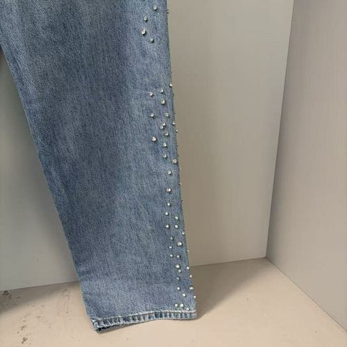 MIXED EMOTION Distressed Rivet‑Accent Straight‑Leg Jeans