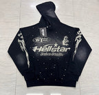 Hellstar Star‑Flame Starry Print Black Hoodie