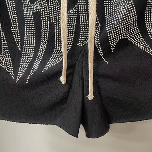 MIXED EMOTION Rhinestone Gothic Letter French Terry Shorts