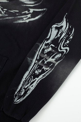 Hellstar Dragon X Logo Double‑Sided Print Black Hoodie