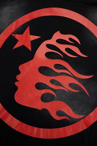 Hellstar Red Flame Circle Logo Black Hoodie