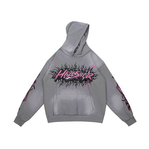 Hellstar Circle Logo Grey Hoodie