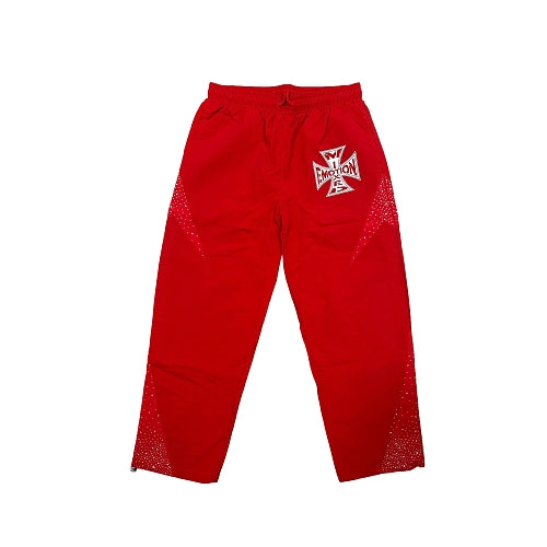 MIXED EMOTION Cross Logo Rhinestone‑Side Wide‑Leg Pants Hover Image