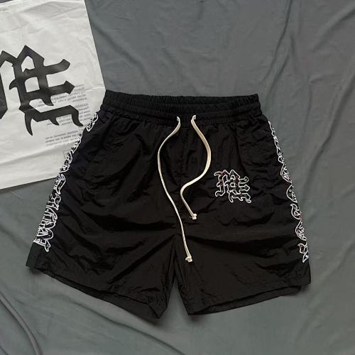 MIXED EMOTION Side‑Striped Rhinestone Logo Nylon Shorts