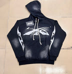 Hellstar Spider‑Web Star Graphic Black Hoodie