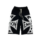 MIXED EMOTION Big Graphic Print Casual Sweat Shorts