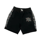 MIXED EMOTION Side‑Striped Rhinestone Logo Nylon Shorts