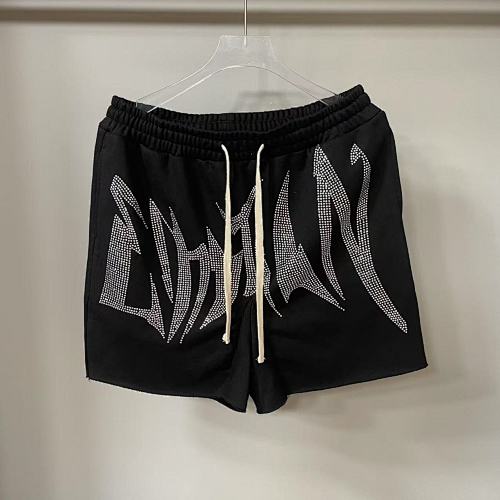 MIXED EMOTION Rhinestone Gothic Letter French Terry Shorts