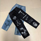MIXED EMOTION Graffiti‑Print Straight‑Leg Jeans