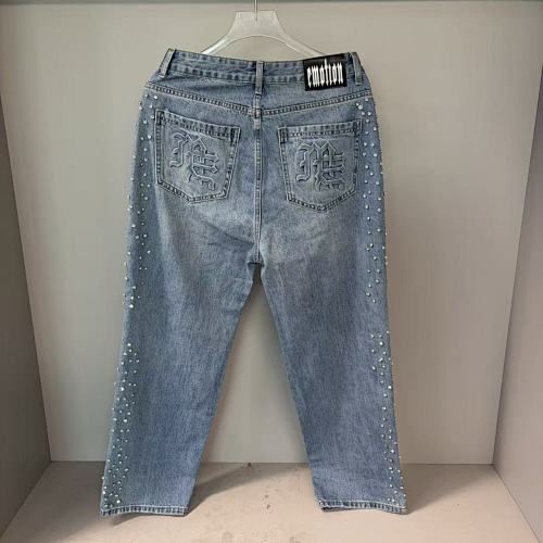 MIXED EMOTION Distressed Rivet‑Accent Straight‑Leg Jeans