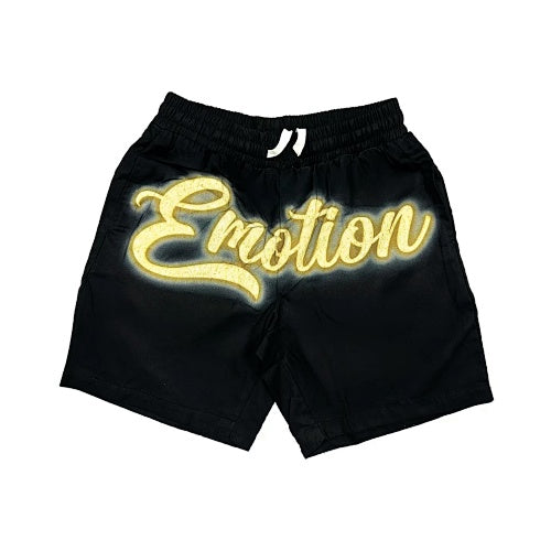 MIXED EMOTION Gold Script Logo Nylon Casual Shorts Hover Image