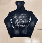 Hellstar Spider‑Web Star Graphic Black Hoodie