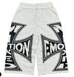 MIXED EMOTION Big Graphic Print Casual Sweat Shorts