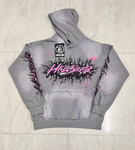 Hellstar Circle Logo Grey Hoodie