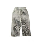 MIXED EMOTION Abstract Print Wide‑Leg Sweatpants
