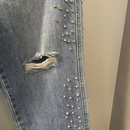 MIXED EMOTION Distressed Rivet‑Accent Straight‑Leg Jeans