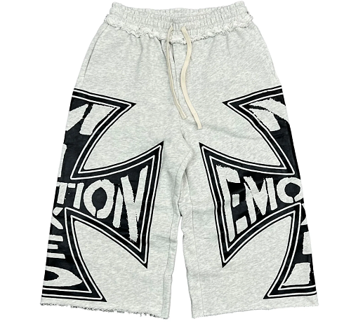 MIXED EMOTION Big Graphic Print Casual Sweat Shorts