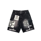 MIXED EMOTION Patchwork Distressed Denim Shorts