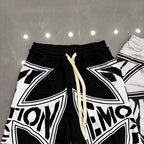 MIXED EMOTION Big Graphic Print Casual Sweat Shorts