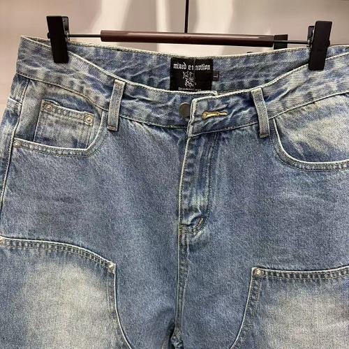 MIXED EMOTION Washed Carpenter Denim Shorts