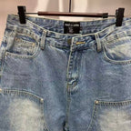MIXED EMOTION Washed Carpenter Denim Shorts