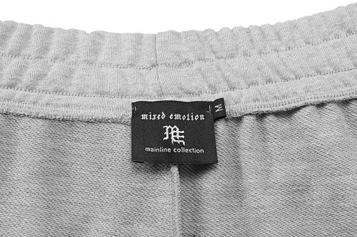 MIXED EMOTION Gothic Side‑Print Frayed Sweat Shorts