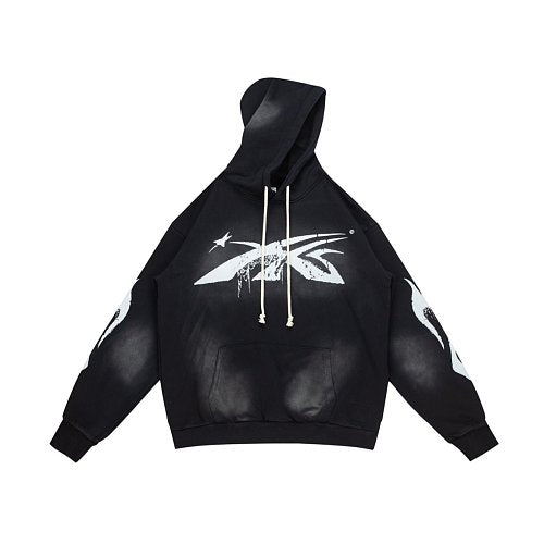 Hellstar Spider‑Web Star Graphic Black Hoodie Main Image
