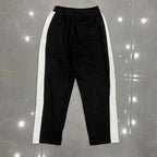 MIXED EMOTION Cross‑Logo Side‑Stripe Black Track Pants