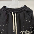 MIXED EMOTION Rhinestone Logo Wide‑Leg Sweatpants