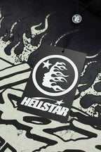 Hellstar Gothic Flame‑Face Black Hoodie