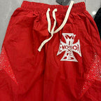 MIXED EMOTION Cross Logo Rhinestone‑Side Wide‑Leg Pants
