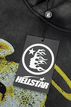 Hellstar Lamb Graphic Black‑Faded Hoodie
