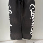 MIXED EMOTION Cursive‑Logo Side Wide‑Leg Sweatpants
