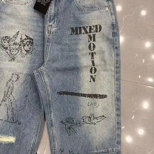 MIXED EMOTION Graffiti‑Print Straight‑Leg Jeans Main Image