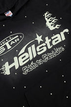 Hellstar Star‑Flame Starry Print Black Hoodie