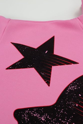 Hellstar Gothic Flame‑Face Pink Hoodie