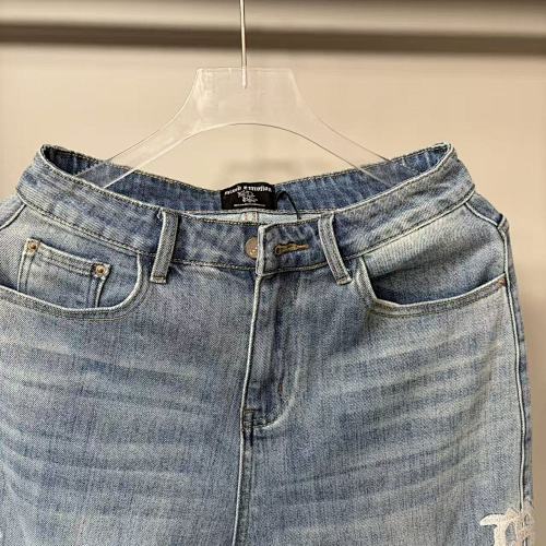 MIXED EMOTION Side Logo Vintage Light‑Wash Straight‑Leg Jeans Main Image