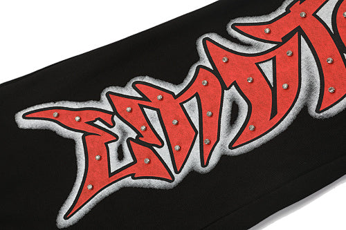 MIXED EMOTION Gothic Letter Wide‑Leg Sweat Pants