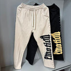 MIXED EMOTION Gothic Letter Side‑Studded Wide‑Leg Sweatpants